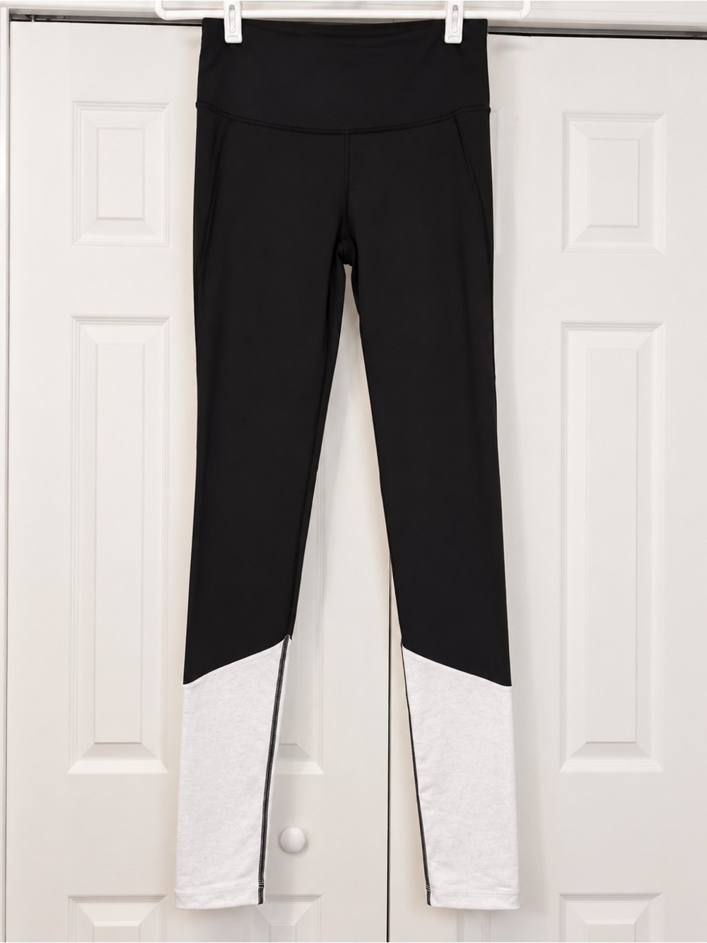 Victoria's Secret Black Leggings with White Colorblock Ankle Panels